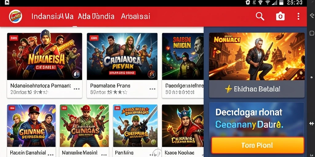 Tampilan layar permainan yang menarik dan dinamis.